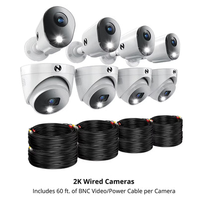 12 Channel 2TB DVR Security System and 8 Wired 2K Deterrence Cameras - 4 Bullet 4 Dome
