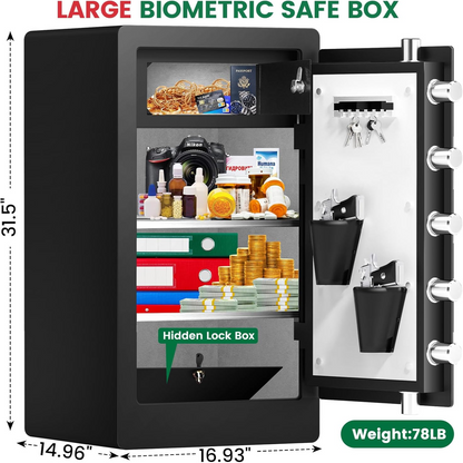 8.1 Cuft Extra Large Biometric Safe Box with Fireproof Document Bag