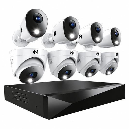 12 Channel 2TB DVR Security System and 8 Wired 2K Deterrence Cameras - 4 Bullet 4 Dome