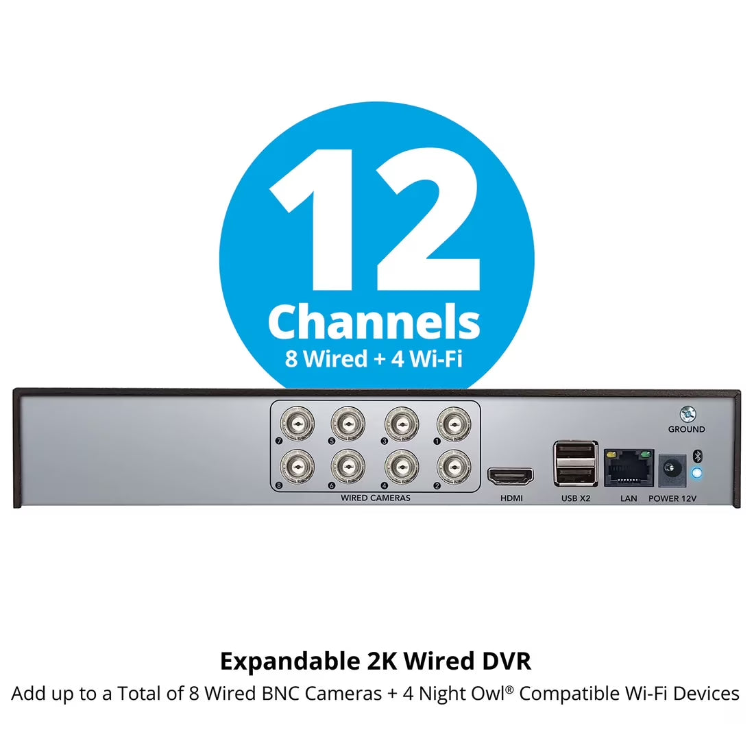 12 Channel 2TB DVR Security System and 8 Wired 2K Deterrence Cameras - 4 Bullet 4 Dome