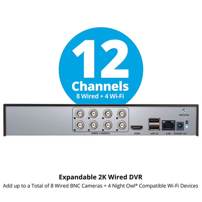 12 Channel 2TB DVR Security System and 8 Wired 2K Deterrence Cameras - 4 Bullet 4 Dome
